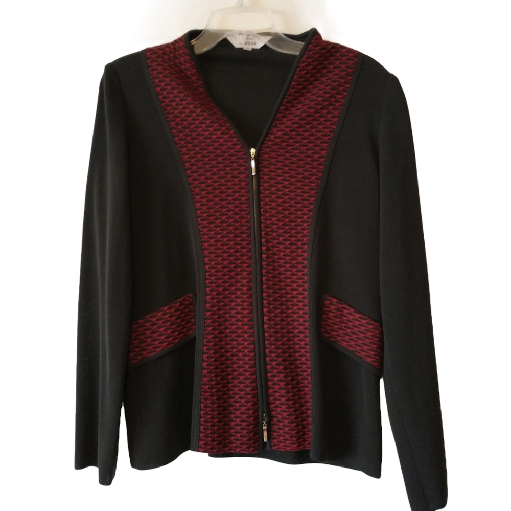 Mistook Small Double Zippered Knit Blazer